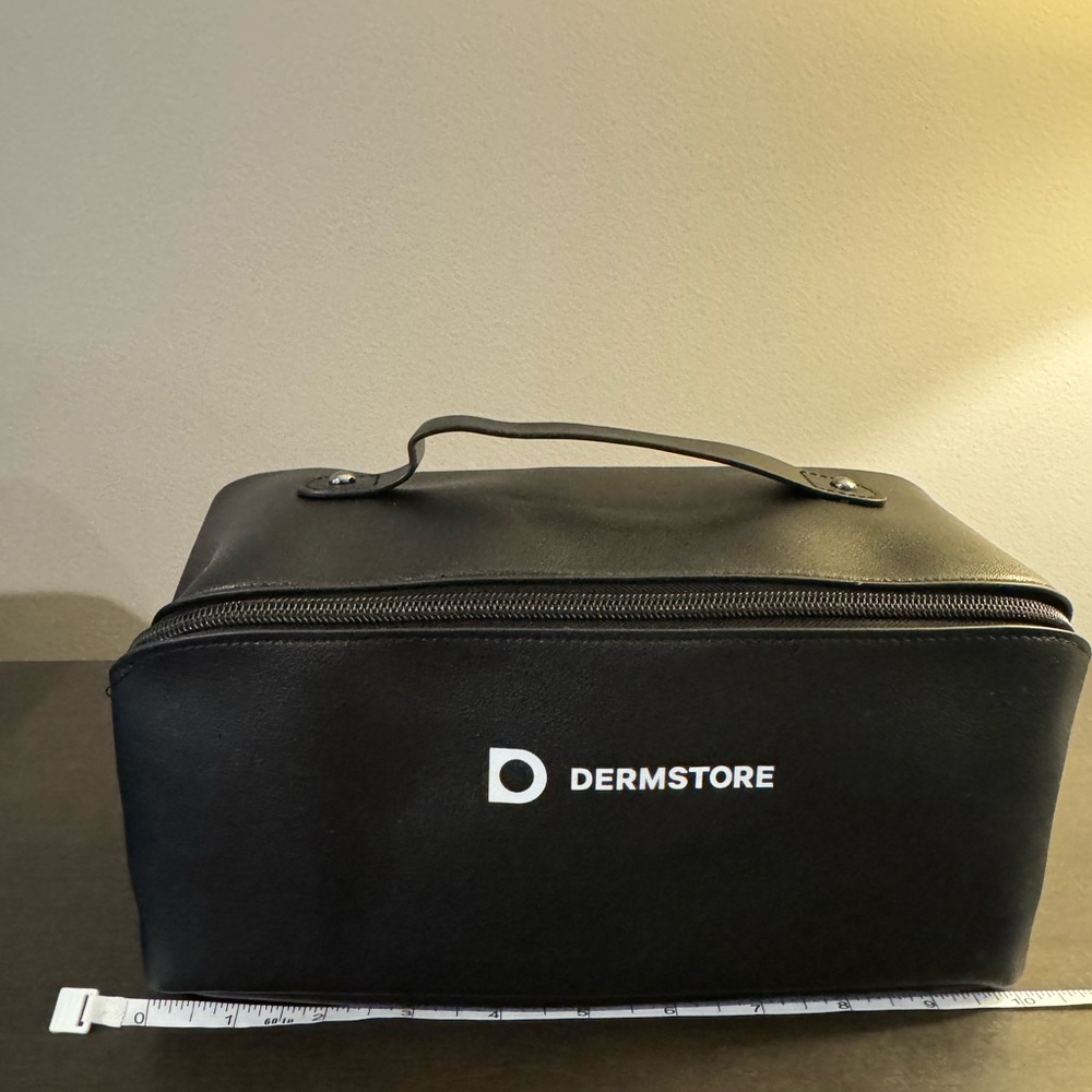 Dermstore Black Vinyl Cosmetic Bag Zippered Makeup Case 10 x 5 x 5 NEW